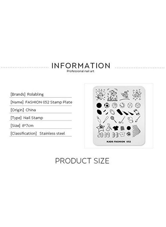Rolabling Nail Stamping Plate Fashion Sport Football Soccer Baseball Hockey Theme Multi-Pattern Stamp Print Image Stamp Template Nail Art for Nail Design