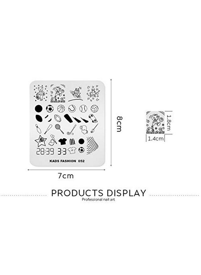 Rolabling Nail Stamping Plate Fashion Sport Football Soccer Baseball Hockey Theme Multi-Pattern Stamp Print Image Stamp Template Nail Art for Nail Design