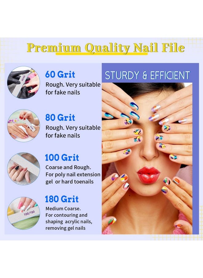 25 Pcs Nail File 80/80 Grit Nail Files for Acrylic Nails & Gel Nails, Double Sided Emery Board for Nails, Professional Nail File Coarse Nail File for Home and Salon Use