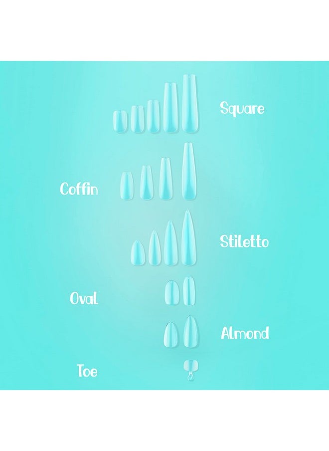 NABulous Nails Square Long Gel Tips | Full Cover Pre-Shaped Press-On Extensions | Soft Gel Artificial Nails for Salons & DIY (Square Long)