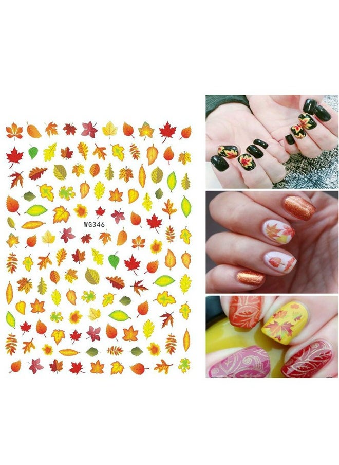 6 Sheets Autumn Nail Art Stickers 3D Fall Nail Decals Self-Adhesive Pumpkin Squirrel Turkey Maple Leaves Nail Art Supplies Thanksgiving Manicure Design Nail Decorations Accessories