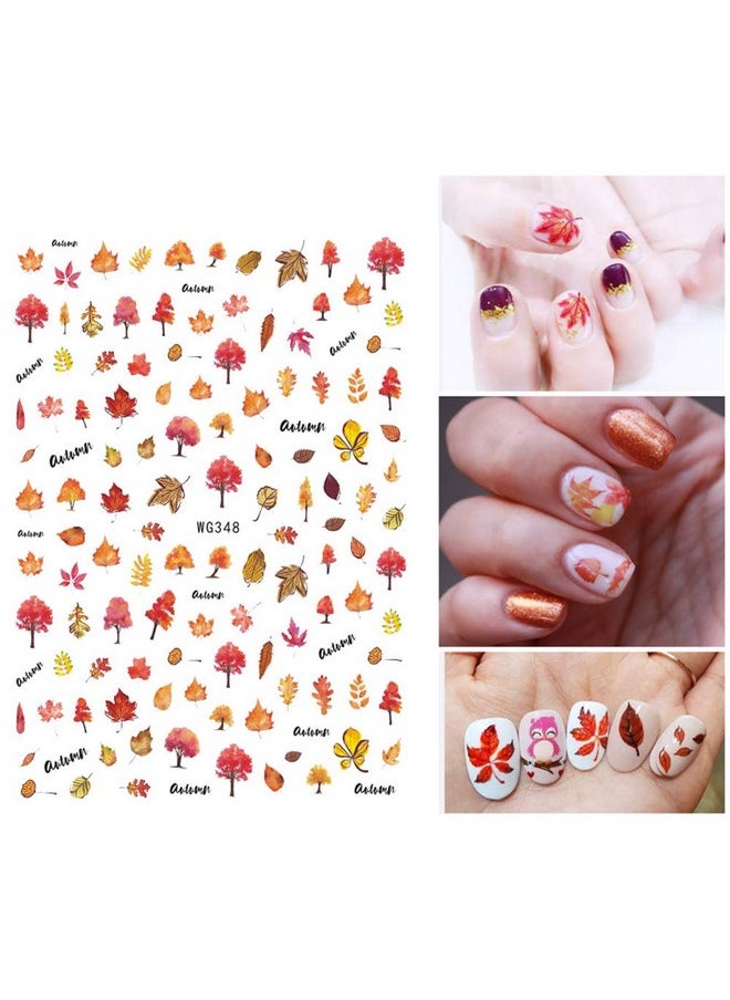 6 Sheets Autumn Nail Art Stickers 3D Fall Nail Decals Self-Adhesive Pumpkin Squirrel Turkey Maple Leaves Nail Art Supplies Thanksgiving Manicure Design Nail Decorations Accessories
