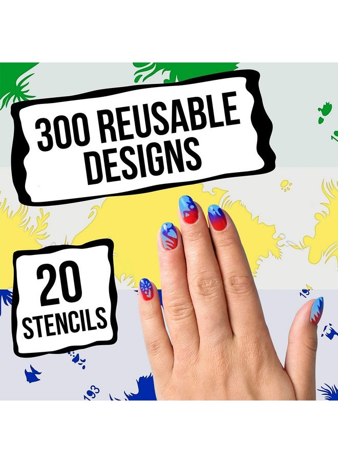 Custom Body Art Airbrush Nail Stencils - Design Series Set # 10 Includes 20 Individual Nail Templates with 20 Designs Each for a Total of 400 Designs of Series #10