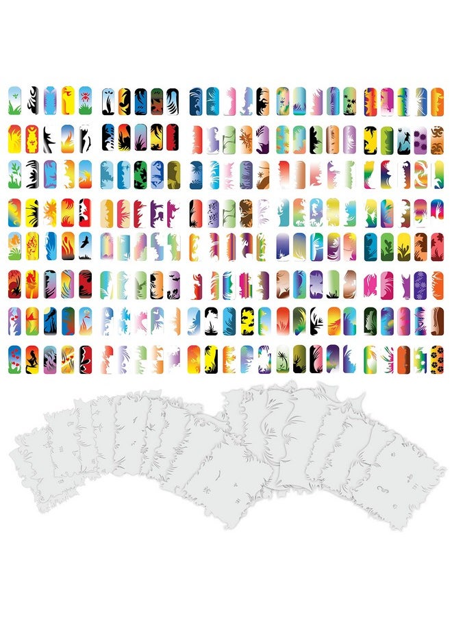 Custom Body Art Airbrush Nail Stencils - Design Series Set # 10 Includes 20 Individual Nail Templates with 20 Designs Each for a Total of 400 Designs of Series #10