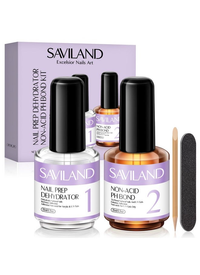 SAVILAND Nail Dehydrator and Primer: Acid-Free Natural Nail Dehydrator and Nail Primer & Protein Bonding Acrylic Nail Kit Gel Nail Polish Superior Bonding Acrylic Nail Supplies Profession Salons