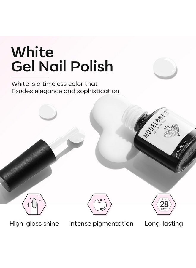 Modelones Gel Nail Polish, 1 Pcs 15 ML White Gel Nail Polish Soak Off White Gel Polish White Nail Polish Art Design for Women Girl Nail Lovers Gift Salon DIY Winter Gel Manicure