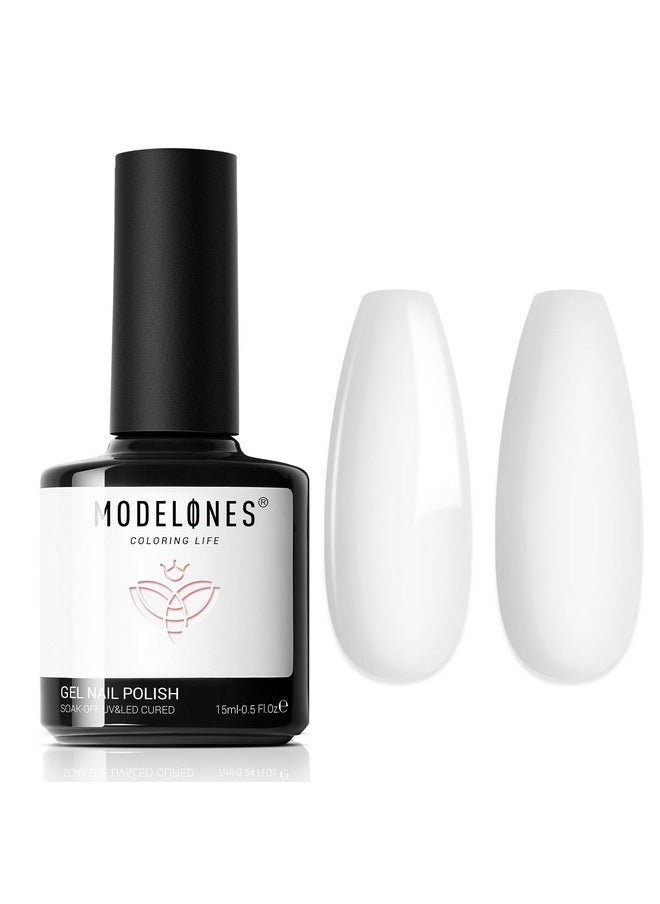 Modelones Gel Nail Polish, 1 Pcs 15 ML White Gel Nail Polish Soak Off White Gel Polish White Nail Polish Art Design for Women Girl Nail Lovers Gift Salon DIY Winter Gel Manicure