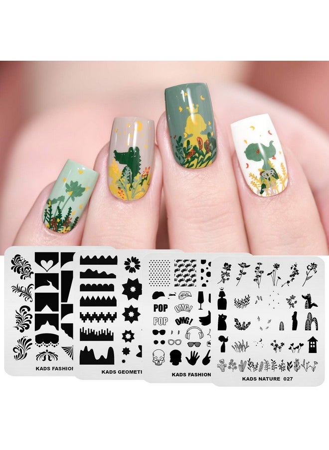 KADS 20Pcs Nail Stamp Plates Set Nails Art Stamping Plates Leaves Flowers Animal Chinese Style Nail Plate Template Image Plate