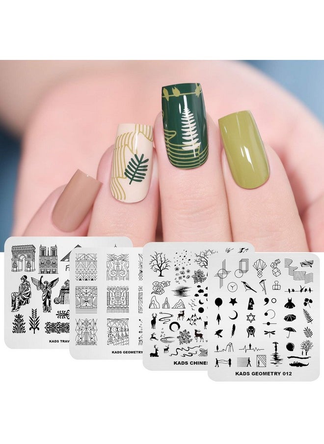 KADS 20Pcs Nail Stamp Plates Set Nails Art Stamping Plates Leaves Flowers Animal Chinese Style Nail Plate Template Image Plate