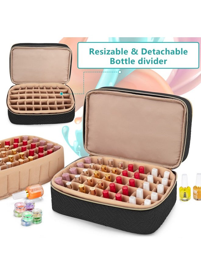 BAFASO Nail Polish Organizer Holds 40 Bottles (15ml - 0.5 fl.oz), Nail Polish Case with Manicure Tools Storage Sections (Patented Design), Black