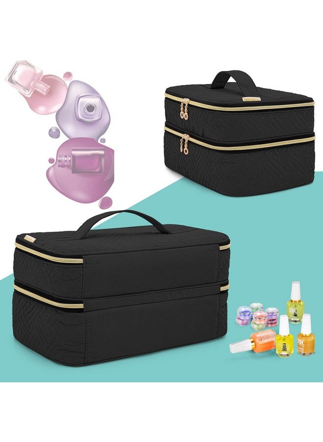 BAFASO Nail Polish Organizer Holds 40 Bottles (15ml - 0.5 fl.oz), Nail Polish Case with Manicure Tools Storage Sections (Patented Design), Black