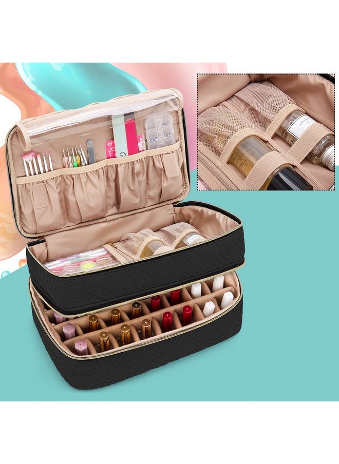 BAFASO Nail Polish Organizer Holds 40 Bottles (15ml - 0.5 fl.oz), Nail Polish Case with Manicure Tools Storage Sections (Patented Design), Black