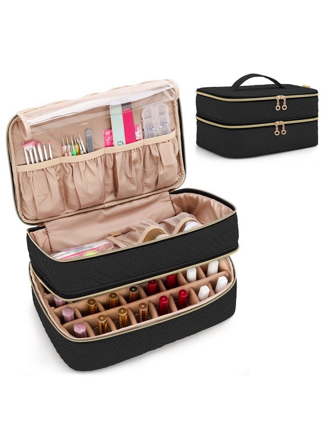 BAFASO Nail Polish Organizer Holds 40 Bottles (15ml - 0.5 fl.oz), Nail Polish Case with Manicure Tools Storage Sections (Patented Design), Black