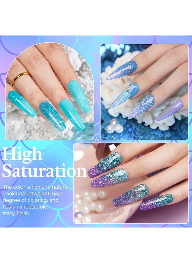 AZUREBEAUTY 29 Pcs Dip Powder Nail Kit Starter, 20 Colors Glitter Nude Green Mermaid Serie Dip Powders Liquid Set with Base Top Coat Activator French Nails Art Manicure DIY Salon Christmas Gift