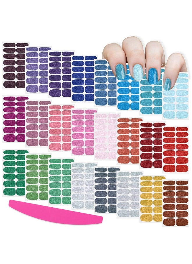SILPECWEE 24 Sheets Nail Wraps for Women Glitter Nail Polish Strips Self Adhesive Nail Polish Stickers Gel Nail Strips Fingernail Manicure Stickers for Nail Art with 1pc Nail File