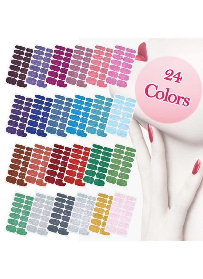 SILPECWEE 24 Sheets Nail Wraps for Women Glitter Nail Polish Strips Self Adhesive Nail Polish Stickers Gel Nail Strips Fingernail Manicure Stickers for Nail Art with 1pc Nail File
