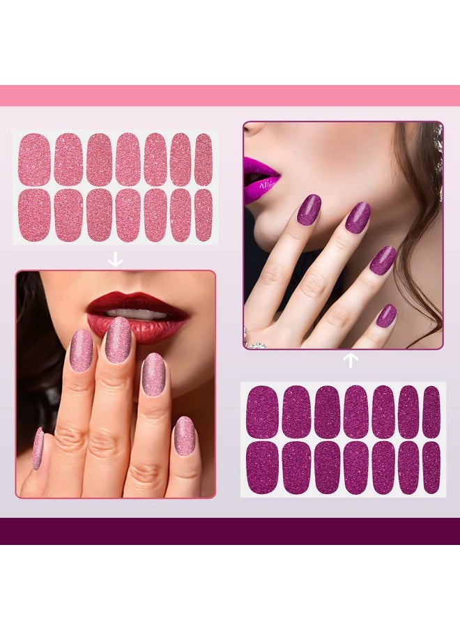 SILPECWEE 24 Sheets Nail Wraps for Women Glitter Nail Polish Strips Self Adhesive Nail Polish Stickers Gel Nail Strips Fingernail Manicure Stickers for Nail Art with 1pc Nail File