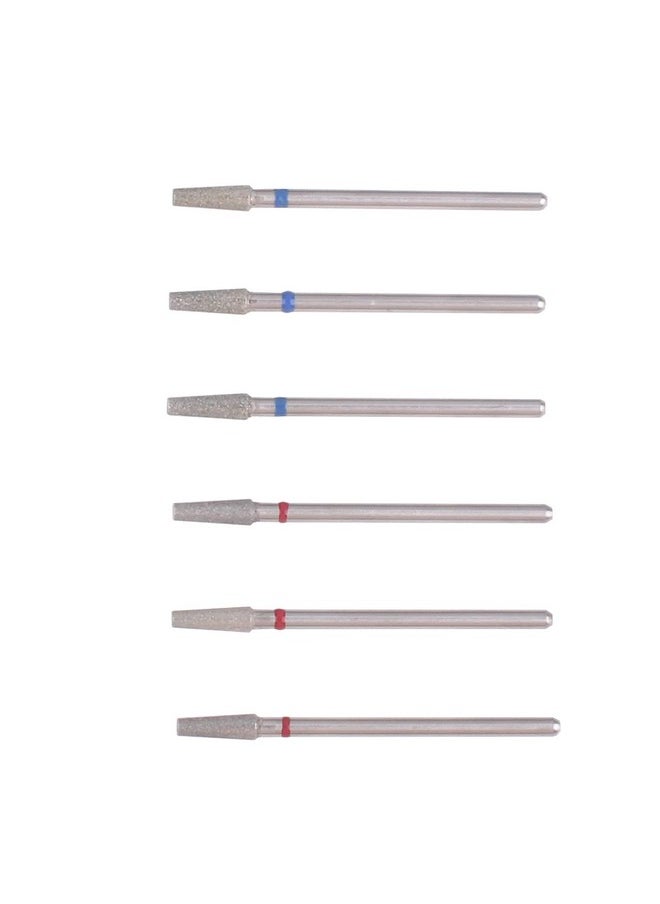 MZCMSL 6pcs Tapered Barrel Cuticle Drill Bits, Pro Diamond Bits for Nail Prep, 3/32 Shank efile Bit (Fine & Medium)
