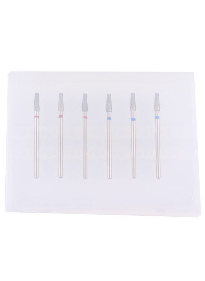 MZCMSL 6pcs Tapered Barrel Cuticle Drill Bits, Pro Diamond Bits for Nail Prep, 3/32 Shank efile Bit (Fine & Medium)