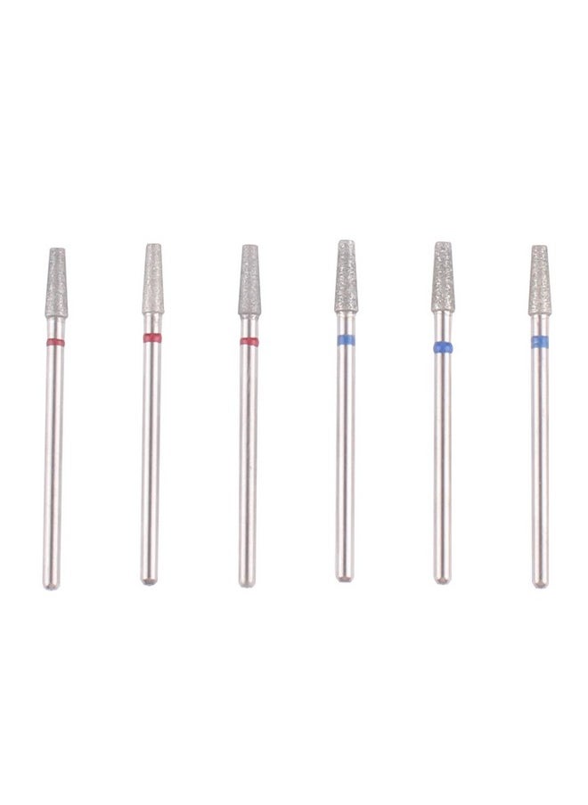 MZCMSL 6pcs Tapered Barrel Cuticle Drill Bits, Pro Diamond Bits for Nail Prep, 3/32 Shank efile Bit (Fine & Medium)