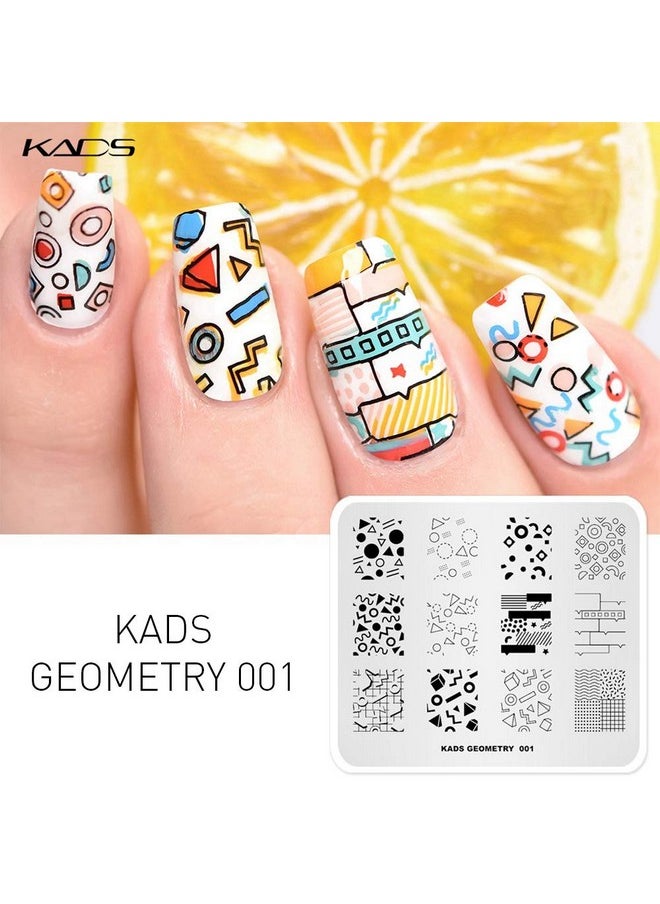 KADS 5pcs Nail Stamp Plates Set Nails Art Stamping Plate Unique Irregular Geometry Pattern Nail Plate Template Image Plate