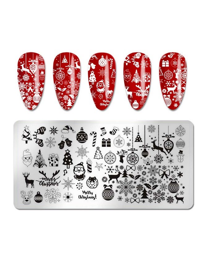 JERCLITY 6pcs Christmas Nail Stamping Plate Snowflake Santa Claus Christmas Tree Elk Image Pattern Nail Art Stamping Kit for Nails