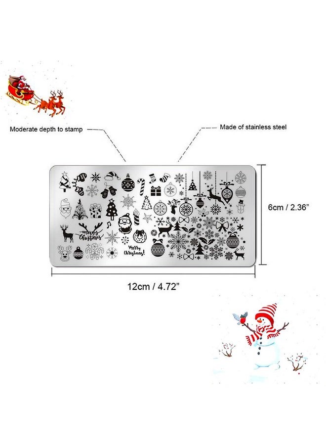 JERCLITY 6pcs Christmas Nail Stamping Plate Snowflake Santa Claus Christmas Tree Elk Image Pattern Nail Art Stamping Kit for Nails