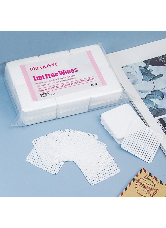 540 PCS Lint Free Nail Wipes,Eyelash Extension Glue Wipes,Super Absorbent Soft Non-woven Fabric Adhesive Nail Polish Remover Wipe,Cleaning Pad Cloth for Lash Extension Supplies and Nail Polish Bottle