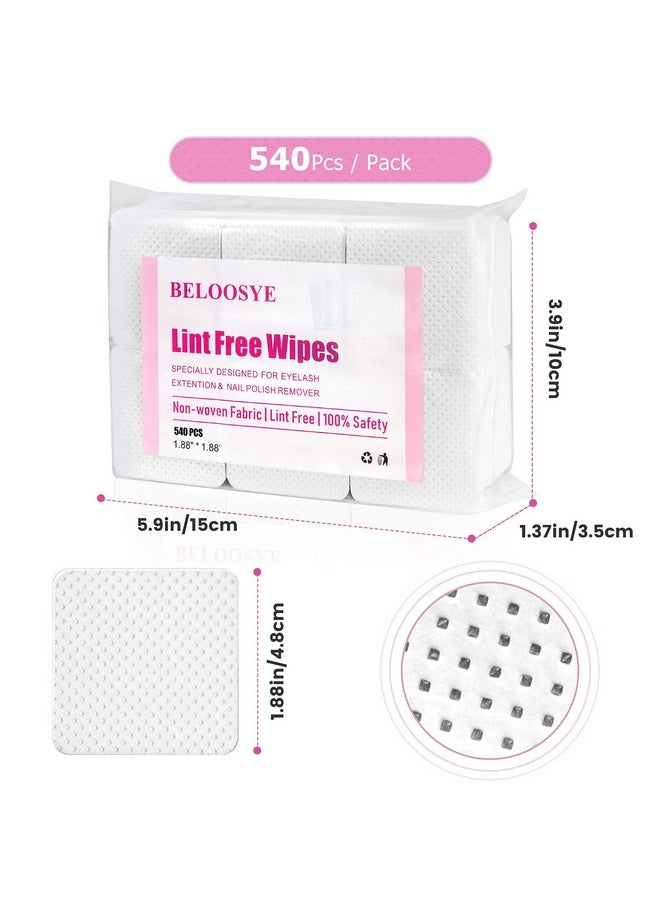 540 PCS Lint Free Nail Wipes,Eyelash Extension Glue Wipes,Super Absorbent Soft Non-woven Fabric Adhesive Nail Polish Remover Wipe,Cleaning Pad Cloth for Lash Extension Supplies and Nail Polish Bottle