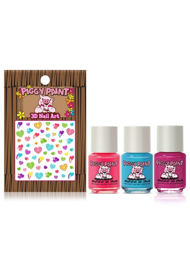 Piggy Paint | 100% Non-Toxic Girls Nail Polish | Safe, Cruelty-free, Vegan, & Low Odor for Kids | Unicorn Fairy (3 Polish + Nail Art Gift Set)