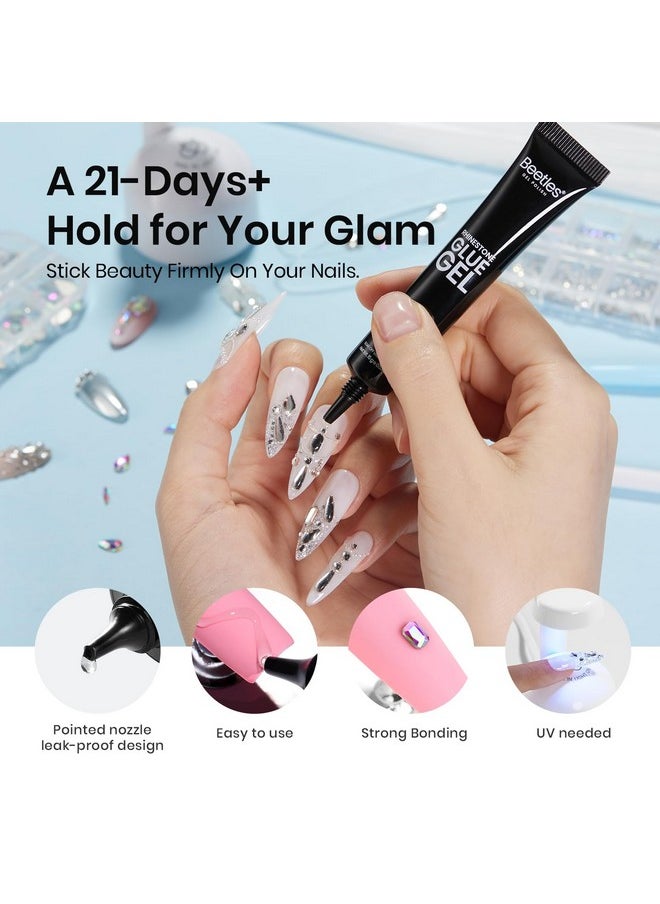 Beetles Gel Polish Nail Gems with Nail Rhinestone Glue Set, 120+2000Pcs Crystal Glass AB Rhinestones For Nails Decoration, Nail Gems & Nail Glue with Clean Up Nail Brush, Gifts for Girls