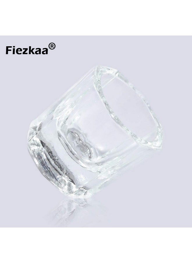 fiezkaa 2pcs Nail Dappen Dish Clear Monomer Liquid Cup, Dampen Dish for Acrylic Nails, Manicure Glass Bowl