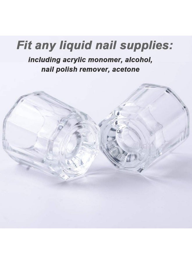 fiezkaa 2pcs Nail Dappen Dish Clear Monomer Liquid Cup, Dampen Dish for Acrylic Nails, Manicure Glass Bowl