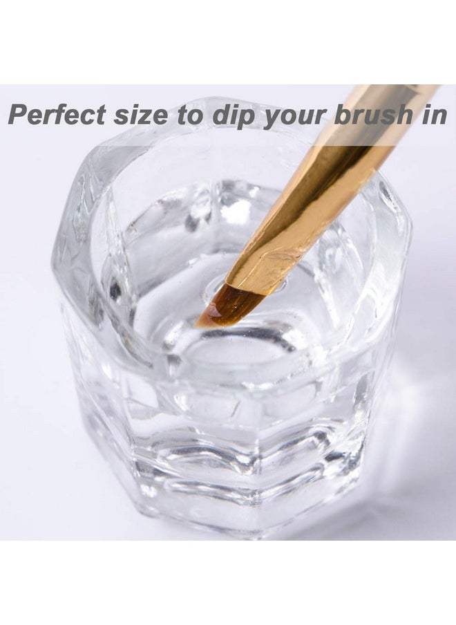 fiezkaa 2pcs Nail Dappen Dish Clear Monomer Liquid Cup, Dampen Dish for Acrylic Nails, Manicure Glass Bowl