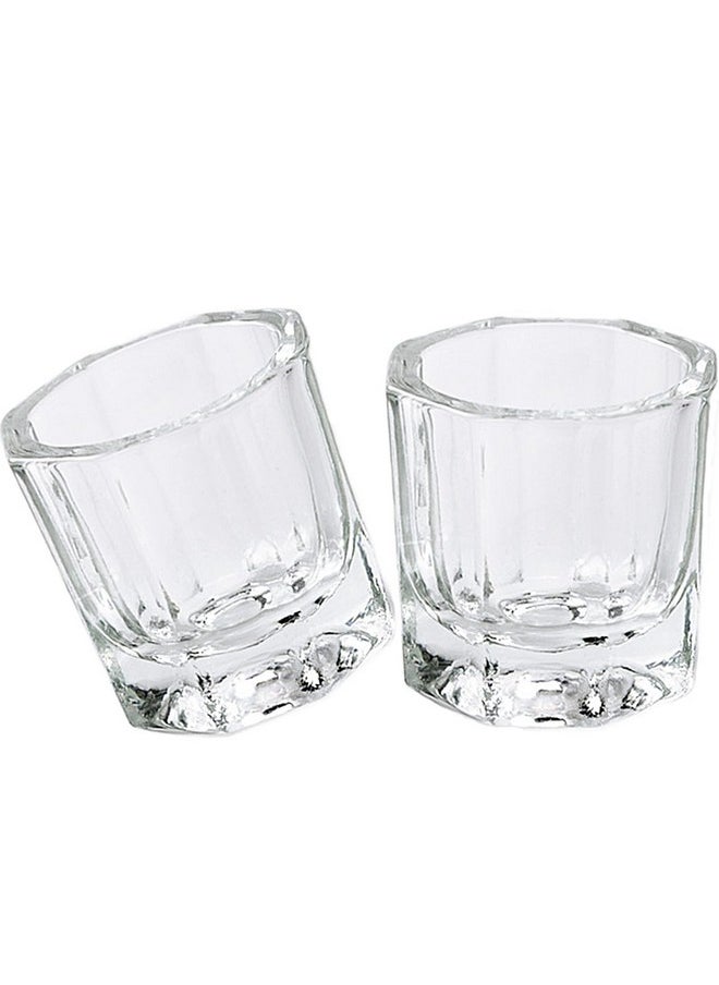 fiezkaa 2pcs Nail Dappen Dish Clear Monomer Liquid Cup, Dampen Dish for Acrylic Nails, Manicure Glass Bowl