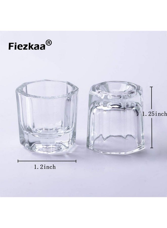 fiezkaa 2pcs Nail Dappen Dish Clear Monomer Liquid Cup, Dampen Dish for Acrylic Nails, Manicure Glass Bowl