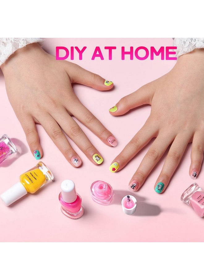 TOMICCA Kids Nail Polish Set, Non Toxic Quick Dry Water-Based Peel-Off 10 Colors Toddler Nail Polish Kit Natural Safe Quick Diy Nail Polish Gifts Kit for Girls Ages 5+