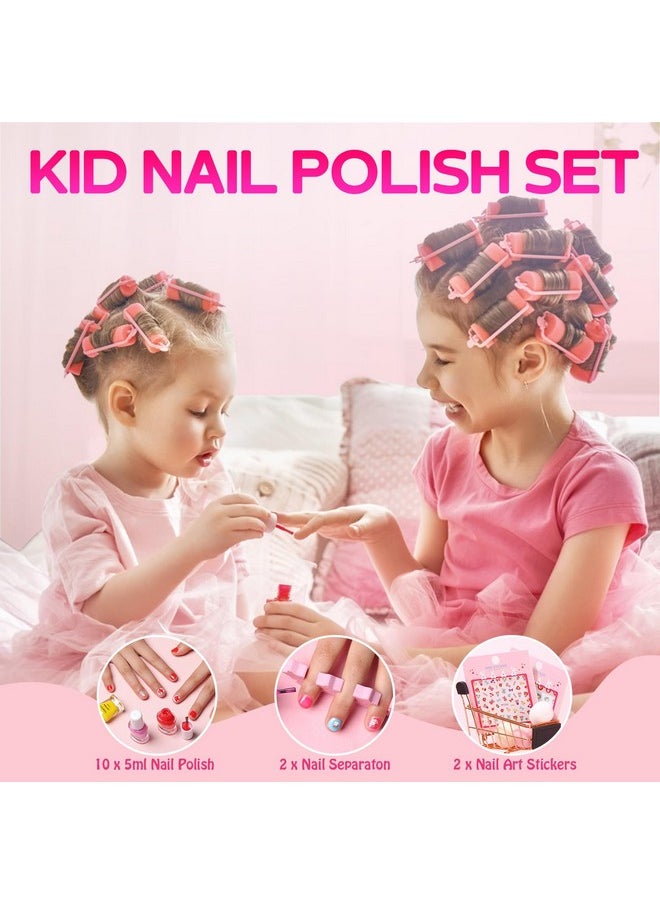 TOMICCA Kids Nail Polish Set, Non Toxic Quick Dry Water-Based Peel-Off 10 Colors Toddler Nail Polish Kit Natural Safe Quick Diy Nail Polish Gifts Kit for Girls Ages 5+