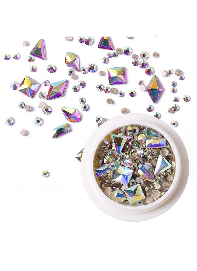 SILPECWEE 6 Boxes 3D Nail Art Decoration Metal Nail Studs Pointed Back Diamond Gold Beads Manicure Jewels with 1Pc Tweezers and Picker Pencil