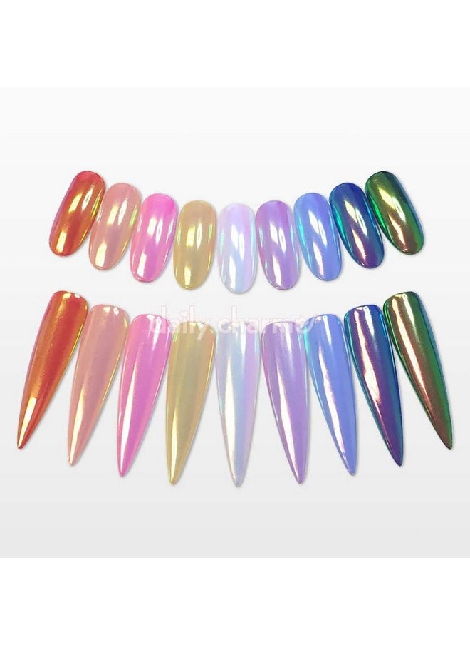 Daily Charme Aurora Unichrome Unicorn Nail Chrome Powder (Aurora) 1g, Mermaid Aurora Nail Powder, Mermaid Pigment, Pearlescent Nail Art Decoration, Home DIY/Nail Salon Manicure