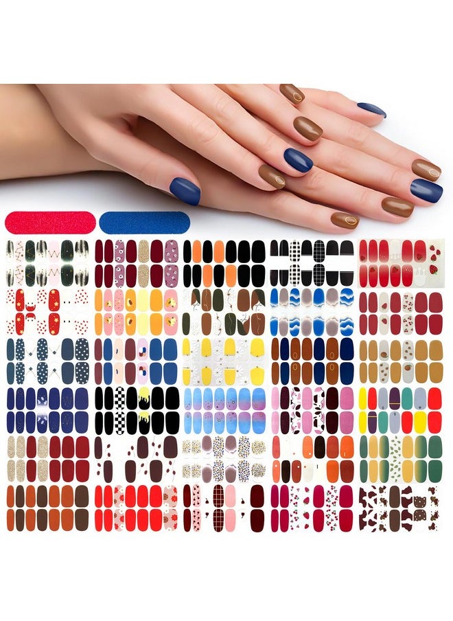 DANNEASY 30 Sheets Nail Polish Strips Full Nail Wraps for Women Gel Nail Strips Self Adhesive Nail Polish Stickers Stick On Nails Fingernails Manicure Sticker Nail Art Accessories with Nail File
