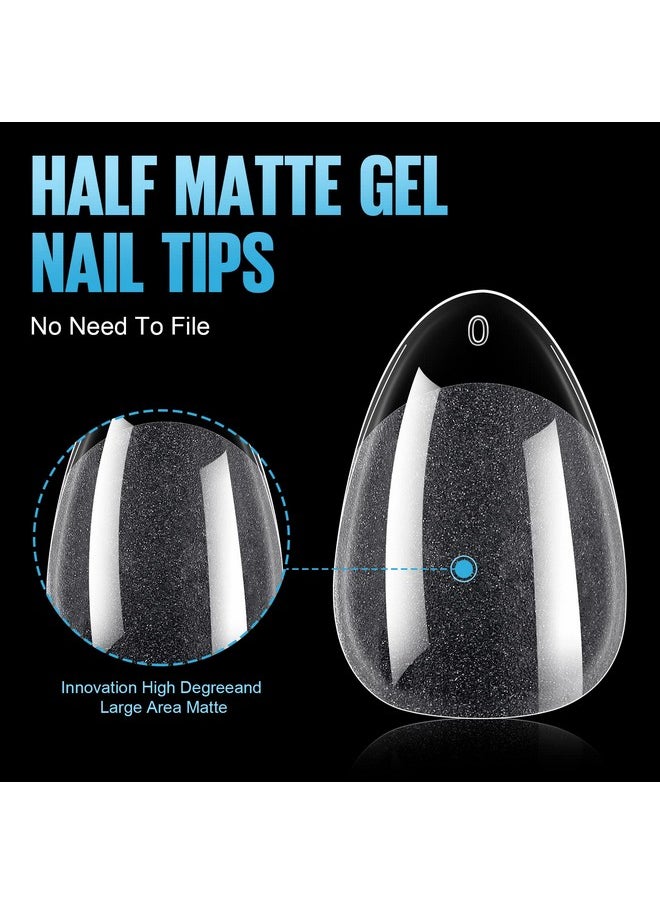 TOMICCA Short Almond Nail Tips, 360Pcs Soft Nail Tips Almond Shape Short, 12 Sizes Half Matte Acrylic Almond Nail Tips, Fake Nail Tips for Home DIY Salon