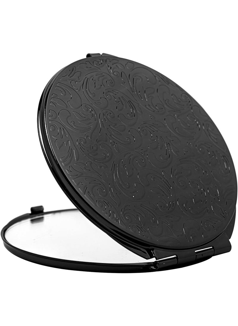 Vintage Metal Double-Sided 1x2 Handheld Travel Mirror That fits in Your Pocket Purse (Gun Black)