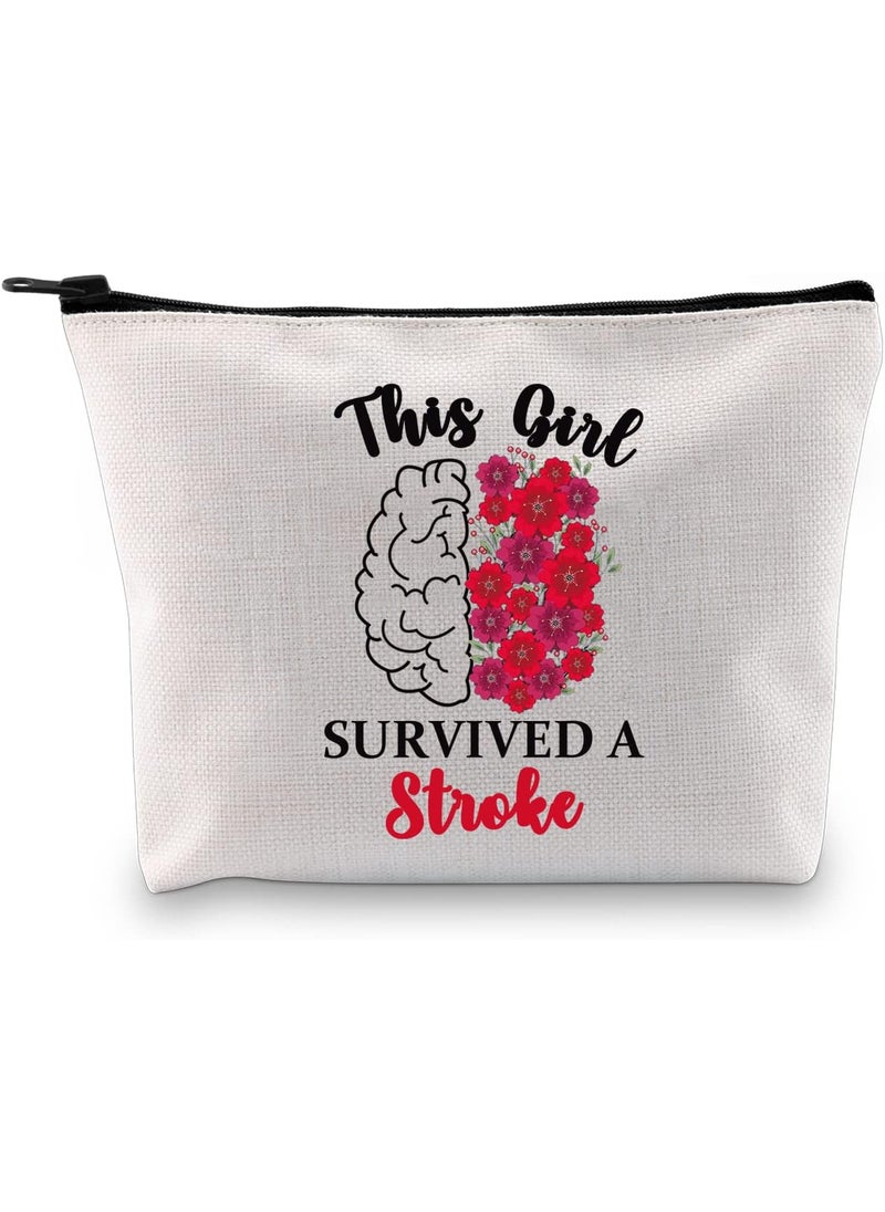 G2TUP Stoke Awareness Gift This Girl Survived A Stroke Makeup Bag Stroke Survivor Cosmetic Bag Stroke Warrior Gift Zipper Travel Bag (Survived A Stroke MB)