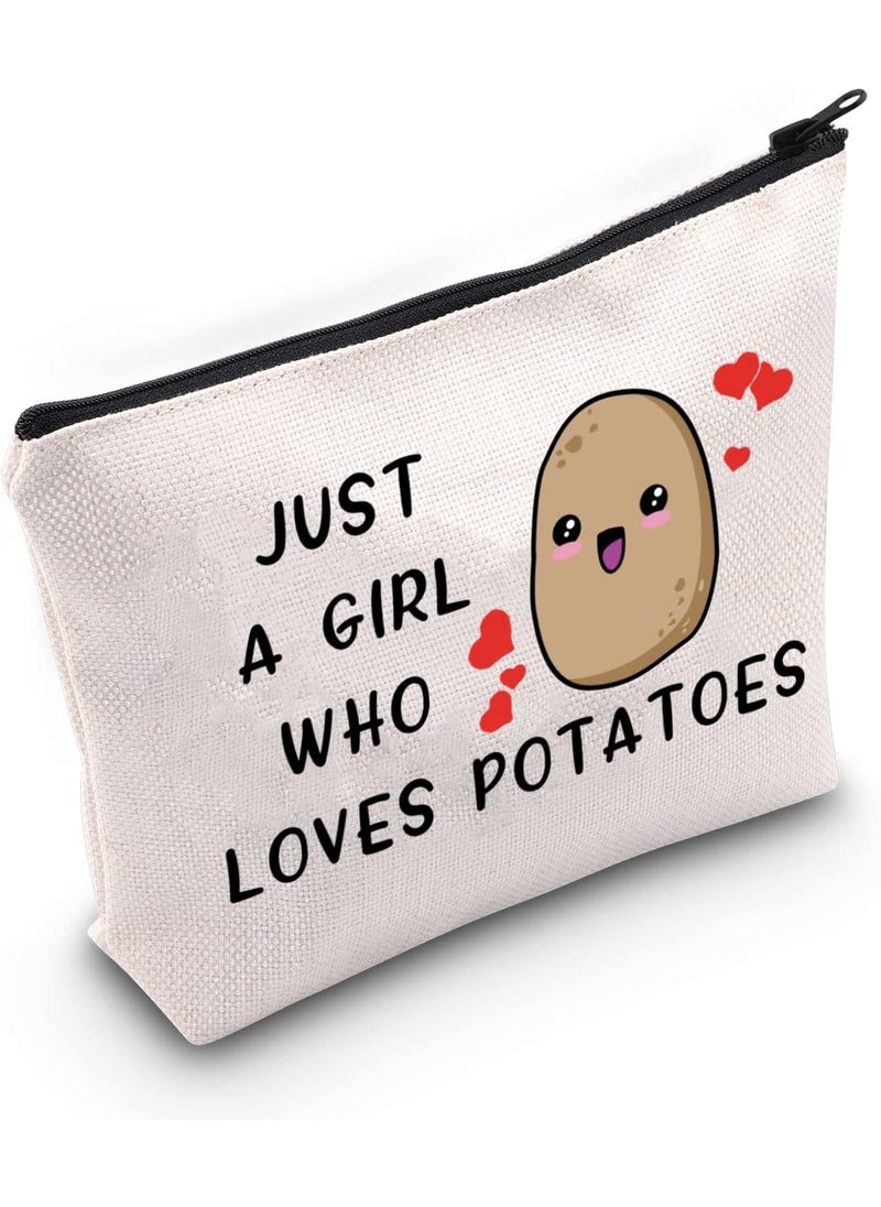 G2TUP Potato Lover Gift Who Loves Potatoes Makeup Bag Potato Queen Cosmetic Bag Food Lover Gift Zipper Travel Bag (Who Loves Potatoes)