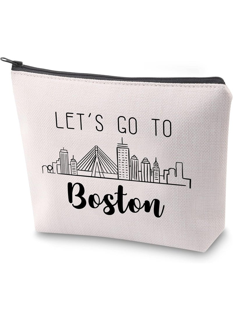 ZJXHPO Boston Skyline Cosmetic Bag Sister Bestie Trip Travel Case Colorado Road Trip Gift Boston Souvenir Boston Vacation Travel Gift Sister Bestie Weekend Zipper Pouch (Boston)