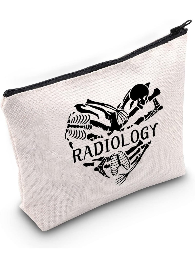 G2TUP Technician Radiologist Gift Heart Radiology Makeup Bag X-Ray Tech Cosmetic Bag Radiology Graduation Gift Future X Ray Technician Travel Bag (Heart Radiology White Bag)