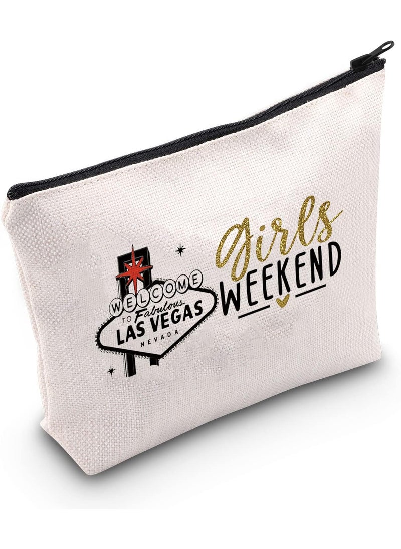 POFULL Vegas Party Gift Vegas Bachelorette or Girls Weekend Favors Cosmetic Bag Las Vegas Trip Gift Vegas Hangover Bag (Vegas bag)