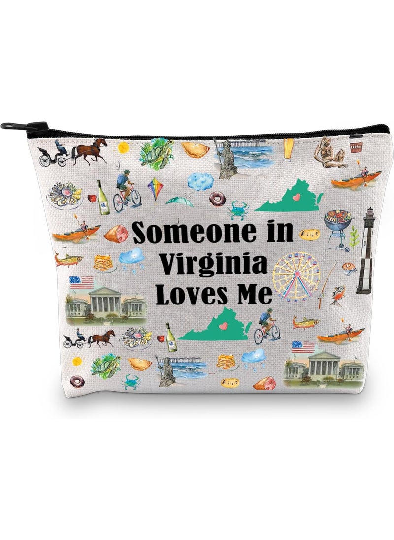 PXTIDY Virginia State Makeup Bag Long Distance Relationships Gift Someone In Virginia Loves Me Bag Virginia Souvenir Gift
