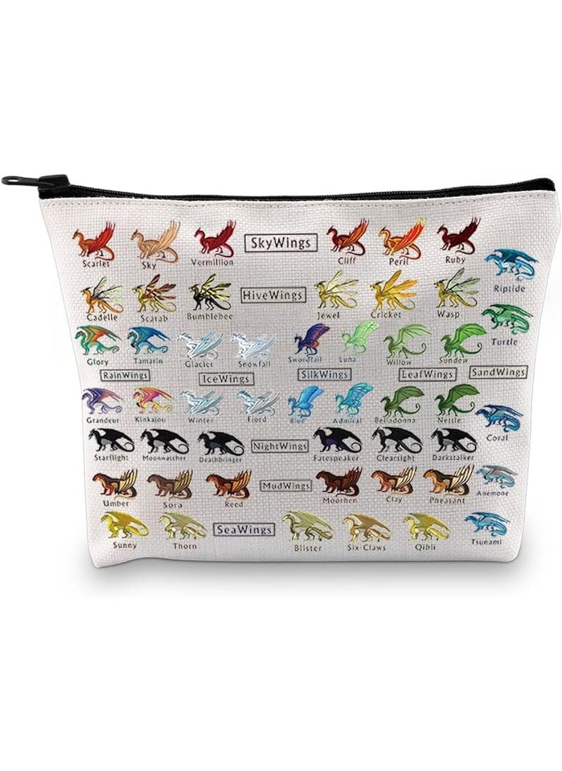 PXTIDY Wings Dragon Novel Makeup Bag Bookish Gift Dragon Tribes For Dragon Lovers Darkstalker Cosmetic Bag